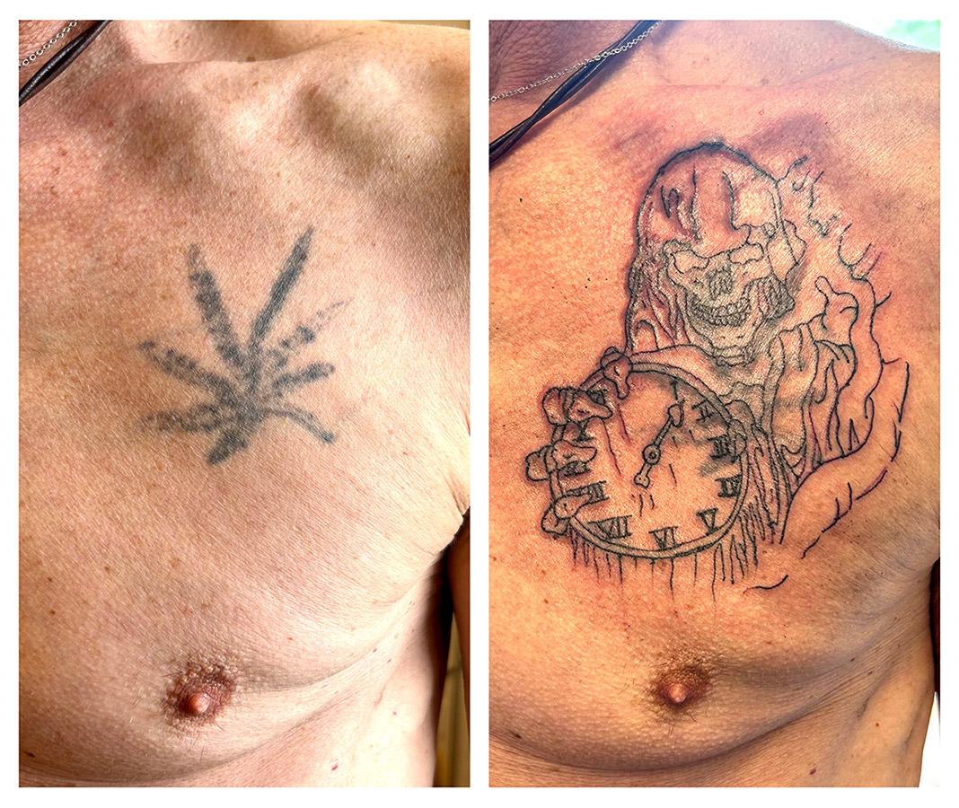 Good Karma Tattoo, Cover-Up, vorher/nachher